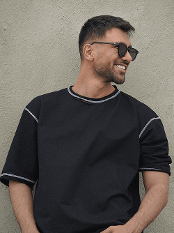 Elore team member in sunglasses and black shirt