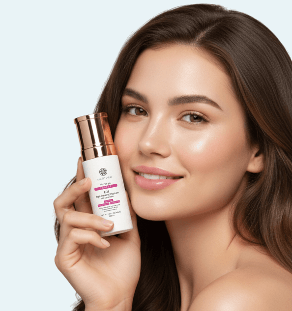Woman holding skincare product